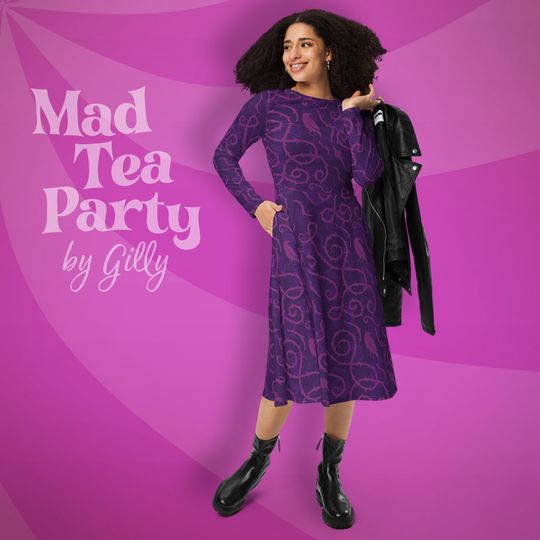 Sleeping Beauty long sleeve midi dress with pockets