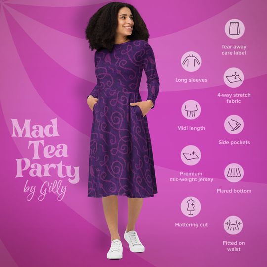 Sleeping Beauty long sleeve midi dress with pockets