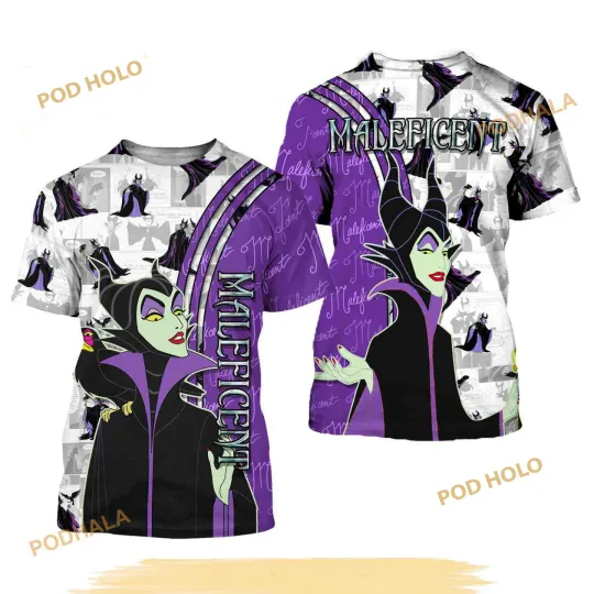 Evil Maleficent Purple Cross Comic Book Patterns Disney Unisex Shirt 3D