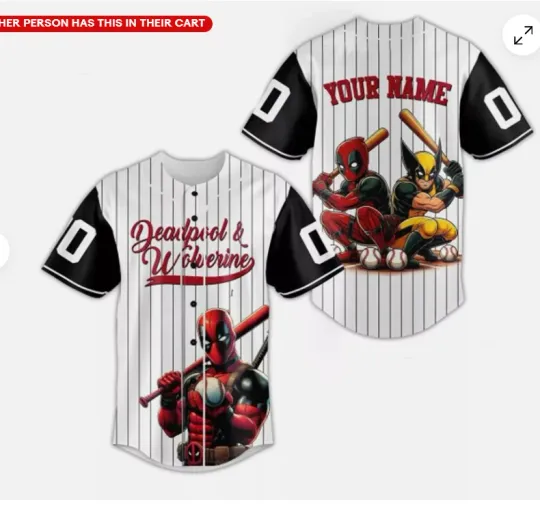 Personalized Deadpool Wolverine Playing Baseball Game 3D Baseball Jersey Shirt
