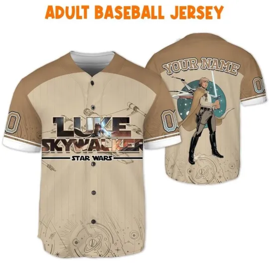 Personalized Luke Skywalker Star Wars Character Brown Baseball Jersey Shirt