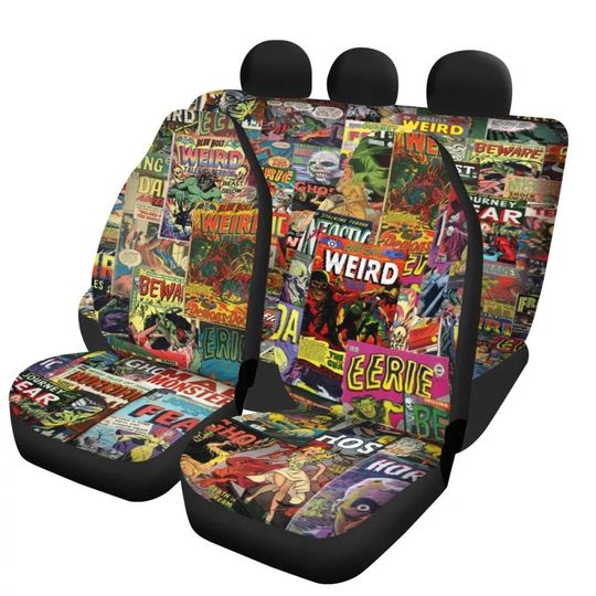 1950s Horror Comic Art - Car Seat Covers FULL SET
