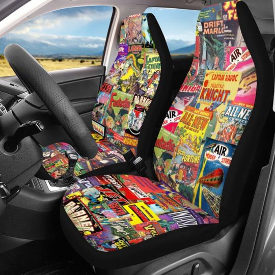 1950s Sci Fi Comic Art - Car Seat Covers FULL SET