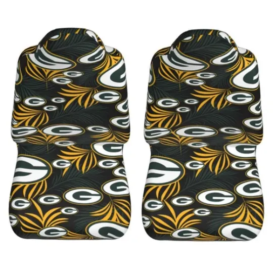 2pcs Green Bay Packers Elastic Car Seat Covers Printed Seat Cover Universal