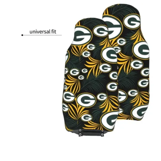 2pcs Green Bay Packers Elastic Car Seat Covers Printed Seat Cover Universal
