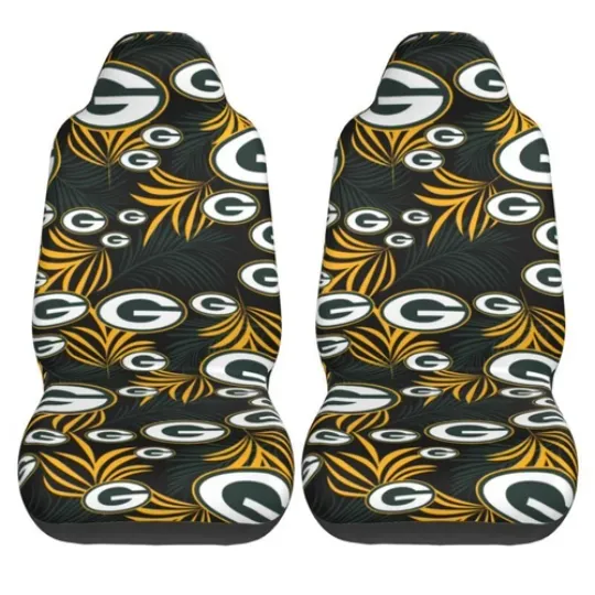 2pcs Green Bay Packers Elastic Car Seat Covers Printed Seat Cover Universal