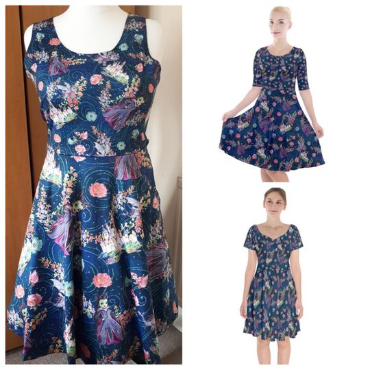 Maleficent inspired cute print skater dress-  plus size