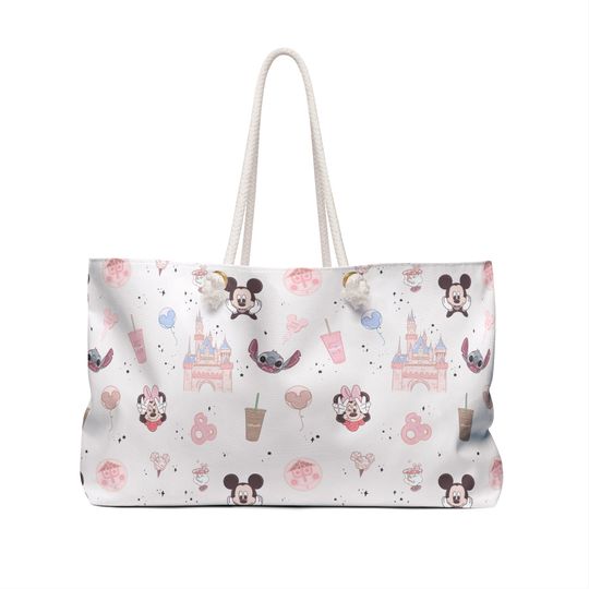 Pink Parks Weekender bag, Dinney Stitch Minnie Mickey Weekender bag