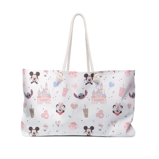Pink Parks Weekender bag, Dinney Stitch Minnie Mickey Weekender bag