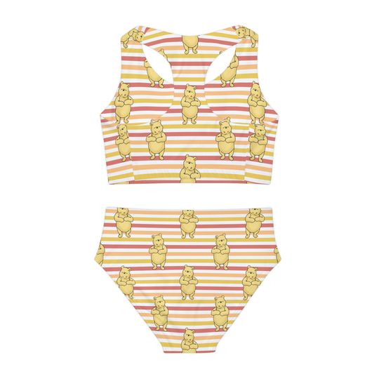 Striped Pooh Girls Two Piece Swimsuit (AOP)