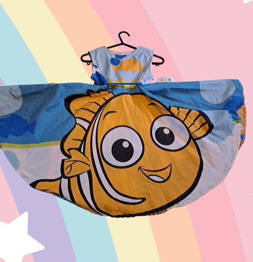 Girls twirling disney finding nemo upcycled dress