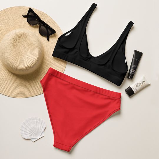 The Mouse Recycled high-waisted bikini, Cute Bikini Set, Recycled high-waisted bikini