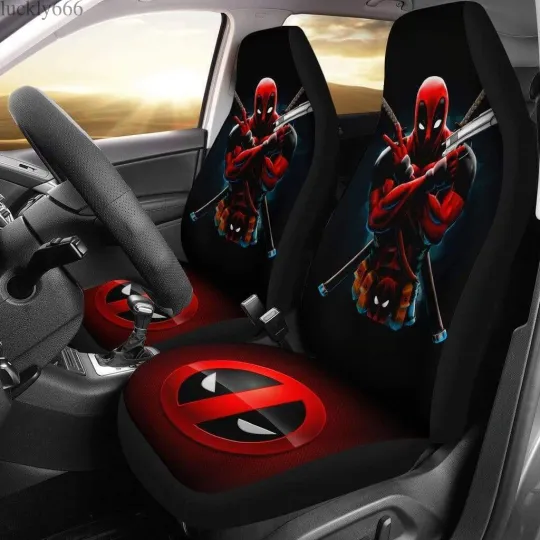 Deadpool Superheroes Car Seat Covers 2PCS Universal Fit Pickup Seat Protectors