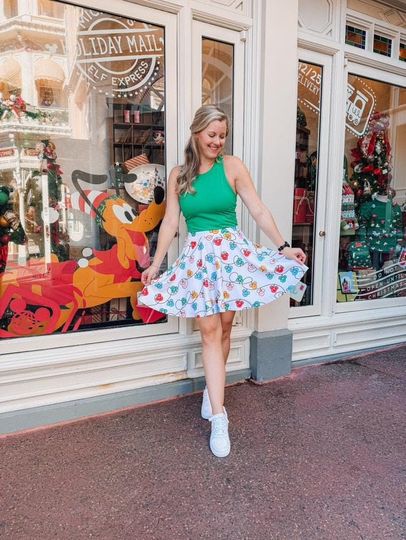 Inspired Christmas Lights Skater Skirt