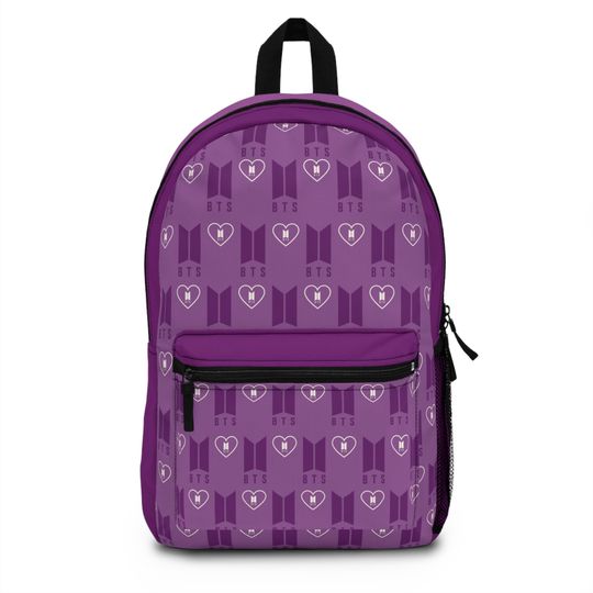 BTS Backpack Kpop RM Namjoon Jin Suga Yoongi Hobi Jhope Jimin Taehyung V Jk Jungkook Purple Logo Bag Cute