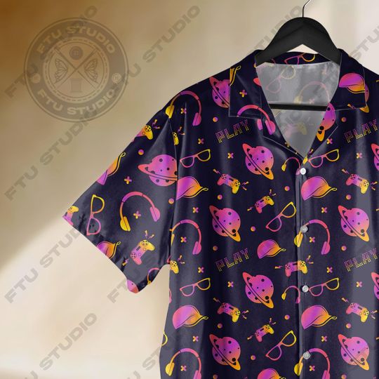Gaming Planet Equipment Hawaiian Shirt Game Party Video Game Gifts