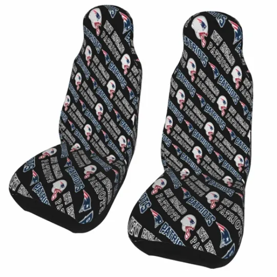 2pcs Car Seat Covers Universal New England Patriots Car Front Rear Protectors