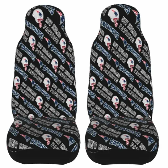 2pcs Car Seat Covers Universal New England Patriots Car Front Rear Protectors
