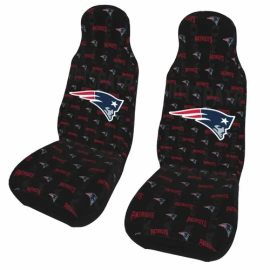 2pcs Car Seat Covers Universal New England Patriots Car Front Rear Protectors