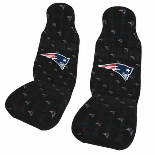2pcs Car Seat Covers Universal New England Patriots Car Front Rear Protectors
