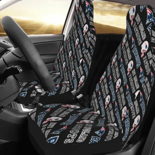 2pcs Car Seat Covers Universal New England Patriots Car Front Rear Protectors