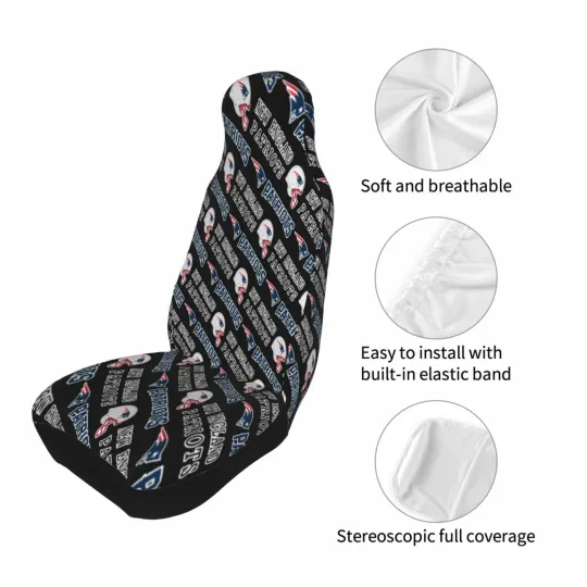 2pcs Car Seat Covers Universal New England Patriots Car Front Rear Protectors