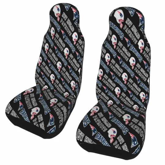 2pcs Car Seat Covers Universal New England Patriots Car Front Rear Protectors