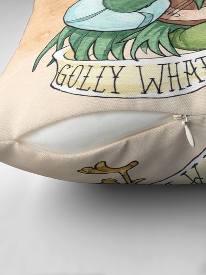 Alan-A-Dale Rooster : OO-De-Lally Golly What A Day Tattoo Watercolor Painting Robin Hood Pillow
