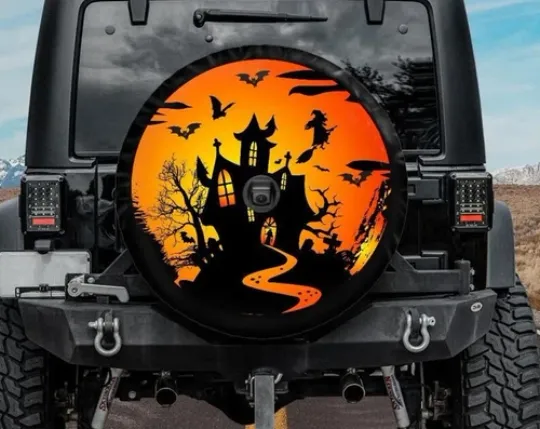 Halloween Haunted House Ghost Castle Spare Tire Cover