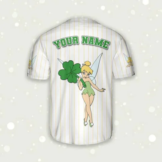 Personalized Love Tinker Bell Happy St. Patrick's Day Baseball Jersey Shirt