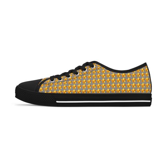 Grey Cheerful Star Patterned Women Low Top Sneakers Perfect for Spring, Casual Wear, Gifts, Festivals, Everyday Style, Unique Footwear