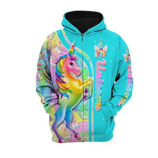 Fluorescent Rainbow Unicorn | Disney 3D Hoodie