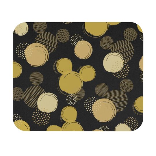 Disney Black & Gold Polka Dots Mouse Pad, Mickey Mouse Pad, Minnie Mouse Pad