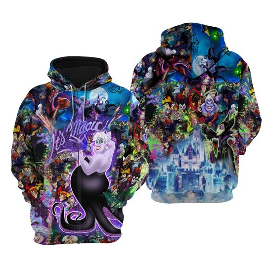 Evil Ursula Magical Glitter Castle | Disney 3D Hoodie