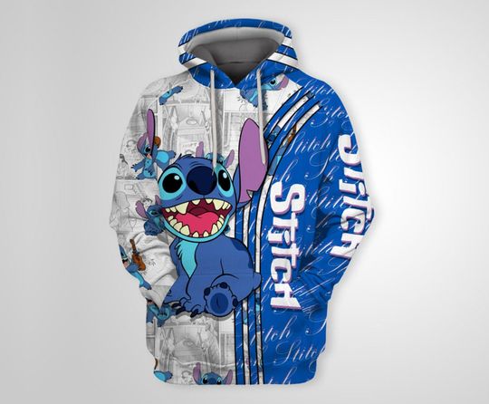 Blue Stitch Disney 3D Hoodie