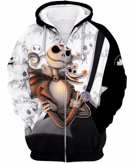Black White Jack Skellington | Disney 3D Hoodie