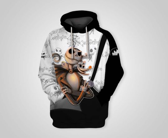 Black White Jack Skellington | Disney 3D Hoodie