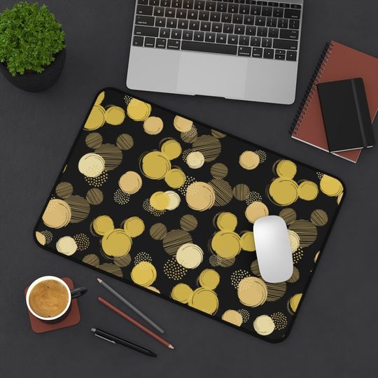 Disney Black and Gold Desk Mat, Disney Office Decor, Disney Mouse Pad