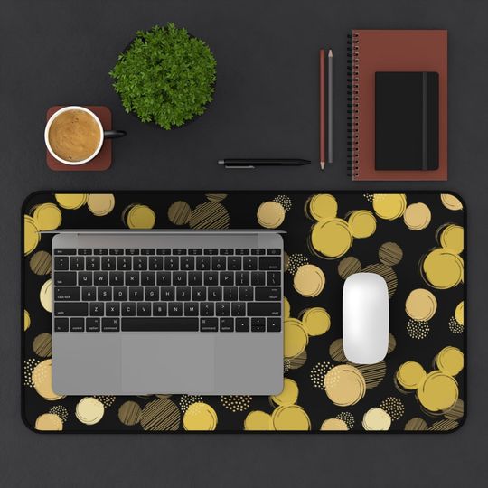Disney Black and Gold Desk Mat, Disney Office Decor, Disney Mouse Pad
