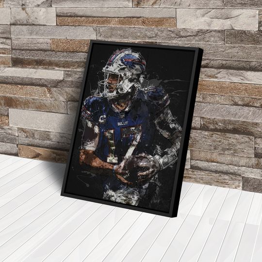 Josh Allen Painting Buffalo Bills football Hand Made Poster Print Wall Art Man Cave Gift Home Kids Decor