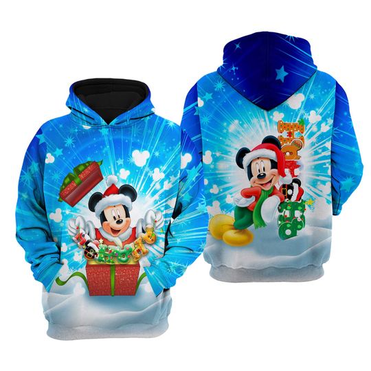 Mickey Mouse Blue Christmas Disney Hoodie