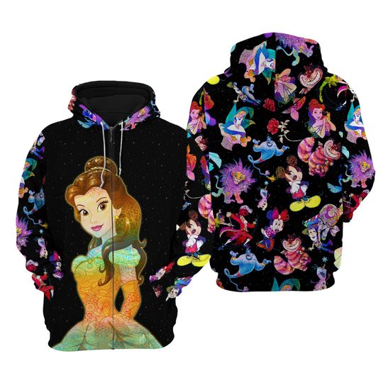 Belle Princess Galaxy Night Sky Patterns Disney 3D Hoodie
