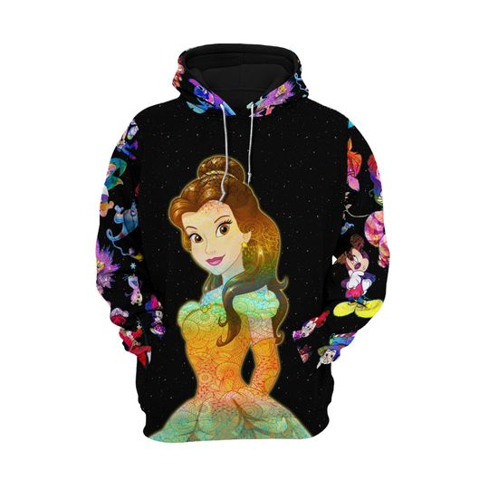 Belle Princess Galaxy Night Sky Patterns Disney 3D Hoodie