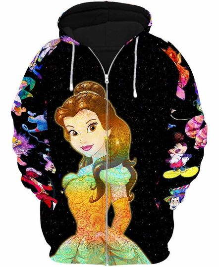 Belle Princess Galaxy Night Sky Patterns Disney 3D Hoodie