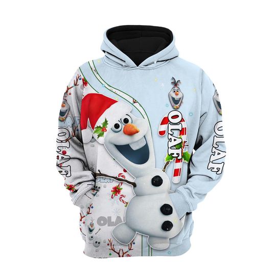 Olaf White Blue Christmas Disney 3D Hoodie