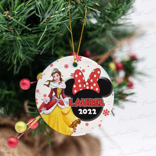 Custom Belle Ornament, Disney Princess Ornaments