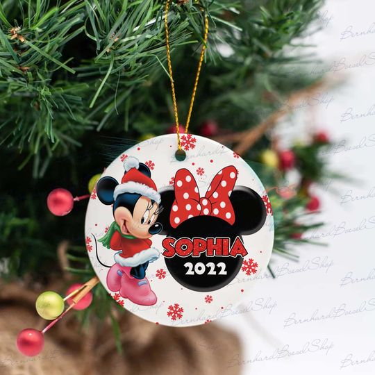 Personalized Minnie Mouse Ornament, Disney Christmas Ornament