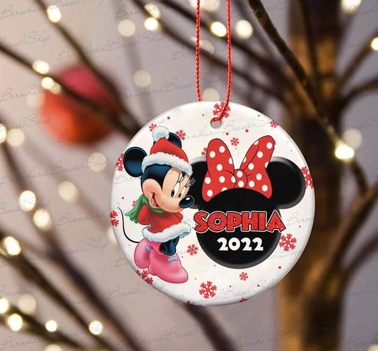 Personalized Minnie Mouse Ornament, Disney Christmas Ornament