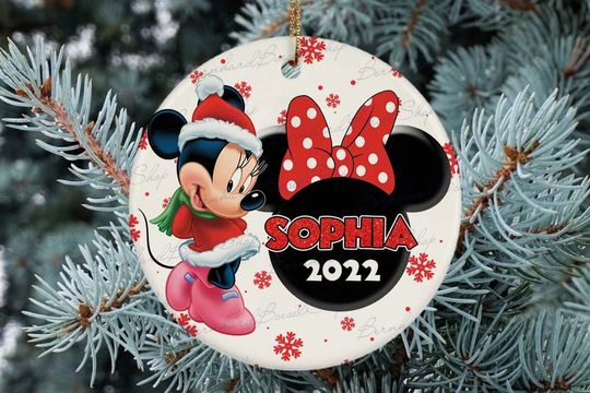 Personalized Minnie Mouse Ornament, Disney Christmas Ornament