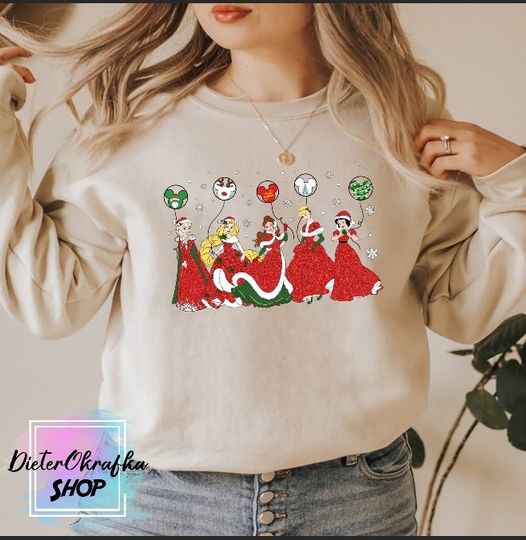 Princess Christmas Sweatshirt, Disney Princess Sweatshirt
